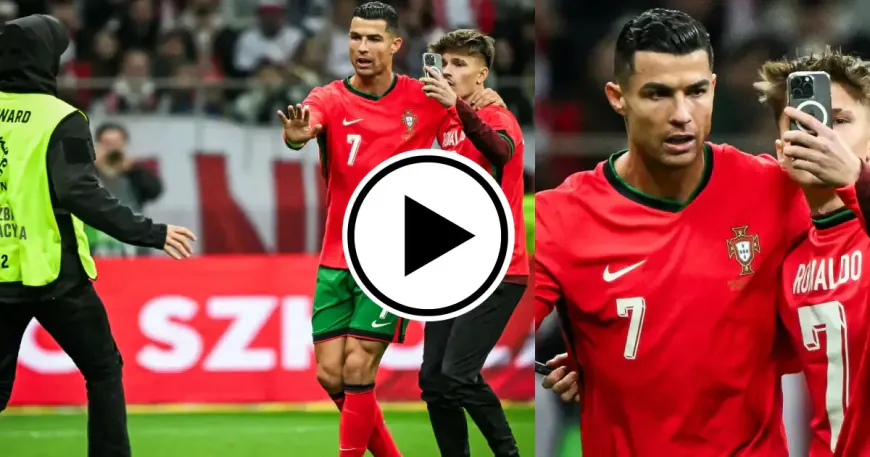 Cristiano Ronaldo's Heartwarming Gesture: Protects Pitch Invader and Fulfills Fan’s Selfie Request During Portugal’s 3-1 Nations League Win Over Poland