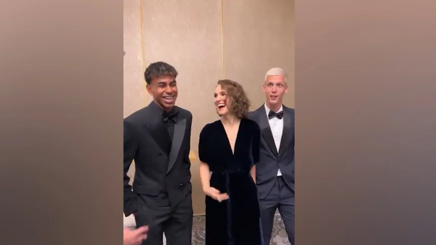 Lamine Yamal and Natalie Portman Share a Laugh Over El Clasico at Ballon d'Or Ceremony